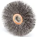 3" Crimped Wire Wheel Brush, Carbon Steel, 0.012" Wire Dia., 1" Trim Length