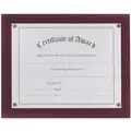 Nudell Award Plaque with Blank Certificate: MDF, Acrylic/Plastic, Mahogany
