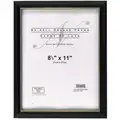 Nudell Document Frame: 8-1/2 x 11 in Frame Size, Wood, Plastic, Black with Gold Inner Stripe
