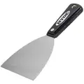 Hyde Putty Knife: 4 in Blade Wd, Carbon Steel, 4 1/2 in Blade Lg, Chisel/Full Tang, Nylon, Black
