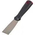 Hyde Putty Knife: 1 1/2 in Blade Wd, Carbon Steel, 3 1/4 in Blade Lg, Std, Polypropylene, Black