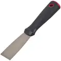 Hyde Putty Knife: 1 1/2 in Blade Wd, Carbon Steel, 3 1/4 in Blade Lg, Std, Polypropylene, Black