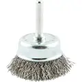 Cup Brush: 2 in Brush Dia., No Arbor Arbor Hole Size, 1/4 in Abrasive Shank Size
