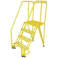 Cotterman 4-Step, Steel Tilt and Roll Ladder; 350 lb. Load Capacity, Serrated Step Treads, without Rear Exit, Yellow