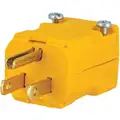 Bryant 15A Industrial Grade Straight Blade Plug, Yellow; NEMA Configuration: 5-15P