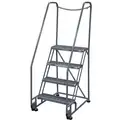 Cotterman 4-Step, Steel Tilt and Roll Ladder; 450 lb. Load Capacity, Perforated Step Treads, with Rear Exit, Gray
