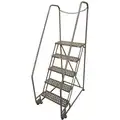 Cotterman 5-Step, Steel Tilt and Roll Ladder; 450 lb. Load Capacity, Perforated Step Treads, with Rear Exit, Gray