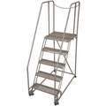 Cotterman 5-Step, Steel Tilt and Roll Ladder; 450 lb. Load Capacity, Serrated Step Treads, with Rear Exit, Gray