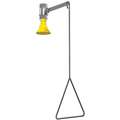 Bradley Plumbed Shower: Ceiling Mnt, Plastic Sprayhead, Galvanized Steel Pipe, Yellow, 1 in NPT Male