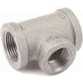 Reducing Tee: Malleable Iron, 1 in x 1 in x 3/4 in Fitting Pipe Size, Class 150