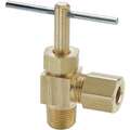 Needle Valve: Angled Fitting, 3/8 in Pipe Size, Compression to Male Pipe