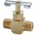 Needle Valve: Straight Fitting, Brass, 1/8 in Pipe Size, Male Pipe to Male Pipe