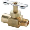 Needle Valve: Straight Fitting, Brass, Female Pipe to Male Pipe, 1/4 in Tube Size