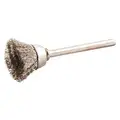 5/8" Knotted Wire Cup Brush, Shank Mounting, 0.005" Wire Dia. 1/4" Bristle Trim Length