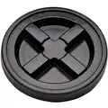 Plastic Pail Lid: Gasketed/Snap-On, 12 in Overall Dia, Black, HDPE, FDA Approved