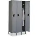 Gray Wardrobe Locker, (3) Wide, (1) Tier Openings: 3, 45" W X 18" D X 78" H