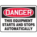 Plastic Equipment Automatic Start Sign with Danger Header, 7" H x 10" W