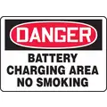 Plastic Battery Charging Sign with Danger Header; 10" H x 14" W