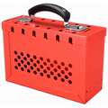 Master Lock Red Steel Group Lockout Box, Max. Number of Padlocks: 12, 6" x 9-1/4"