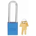 American Lock Blue Lockout Padlock, Different Key Type, Aluminum Body Material, 1 EA