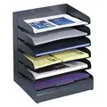 Safco Letter Tray/File Holder: (6) Horizontal Compartments, Black, 9 1/2 in L, 12 in Wd