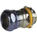 Raco Compression Conduit Connector: Steel, 3/4" Trade Size, 1 25/32" Overall Length, Non-Insulated