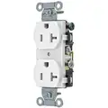 Hubbell Wiring Device-Kellems 20, Commercial, Receptacle, White, No Tamper Resistant