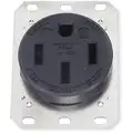 Hubbell Wiring Device-Kellems 50A Industrial Receptacle, Black; Tamper Resistant: No