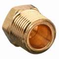 Hex Head Plug: Brass, 3/8 in Fitting Pipe Size, Male NPT, 7/8 in Overall Lg