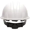 Front Brim Hard Hat, 4 pt. Ratchet Suspension, White, Hat Size: 6-1/2 to 8
