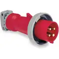 Hubbell Wiring Device-Kellems 60 Amp, 3-Phase Zytel 801 Nylon Watertight Pin and Sleeve Plug, Red