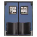 Polyethylene Double Swinging Doors with Polycarbonate Window; 7 ft. H x 6 ft. W, Cadet Blue