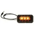 Truck-Lite Clearance Marker Light, 36 Series, Flex-Lite Rear Exit Wire, LED, Yellow Rectangular, 3 Diode, PC Rated, Adhesive Mount, Hardwired, .180 Bullet Terminal, 12V, 36115Y
