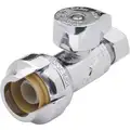 Chrome Plated Quarter-Turn Supply Stop, Compression Inlet Type, 200 psi
