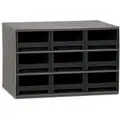 Steel Drawer Bin Cabinet, 17"W x 11"D x 11"H, 9 Drawers, Black