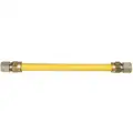 Gas Connector, Stainless Steel w/ Safety Shield Yellow Coating, 24"L x 1/2