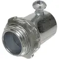 Raco Set Screw Conduit Connector: Steel, 1/2 in Trade Size, 1 13/32 in Overall Lg, Non-Insulated, Gray
