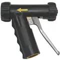 Sani-Lav Water Nozzle: 100 psi Max. Pressure, Trigger, 3/4 in GHT, Brass/Stainless Steel, Black