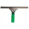 Unger Window Squeegee: Rubber Blade, 12 in Blade Wd, Stainless Steel Frame, Single, Green