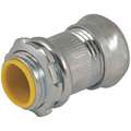 Raco Compression Conduit Connector: Steel, 1/2 in Trade Size, 1 in Overall Lg, Insulated, Gray, Gray