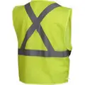 Safety Vest, Lime with Silver reflective Stripe, ANSI Class 2, Zipper Closure, Large