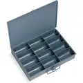 Gray Compartment Box, 12 Fixed Compartments, 2" x 13-3/8" x 9-1/4"
