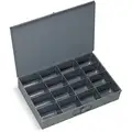 Gray Compartment Box, 16 Fixed Compartments, 2" x 13-3/8" x 9-1/4"