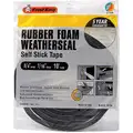 Sponge Rubber, Adhesive Foam Seal, Black, 10 ft. Overall Length, 3/4" Overall Width, 7/16" Overall H