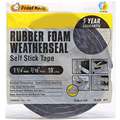 Sponge Rubber, Adhesive Foam Seal, Black, 10 ft. Overall Length, 1/2" Overall Width, 9/16" Overall H