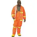 MCR Safety 3-Piece Rain Suit with Jacket/Bib Overall, ANSI Class: Class 1, Type O, XL, Orange