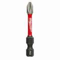 Milwaukee Power Bit: #2 Fastening Tool Tip Size, 2 in Overall Bit Lg, 1/4 in Hex Shank Size, 5 PK