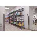 Cambro Mobile Shelving Unit: Open Shelving, 750 lb Load Capacity, 4 Shelves, 70 in Overall Ht