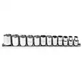 Proto Socket Set: 3/8 in Drive Size, 12 Pieces, 8 mm to 19 mm Socket Size Range, (12) 6-Point