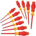 Keystone Slotted/Phillips Insulated Screwdriver Set, Multicomponent, Number of Pieces: 10